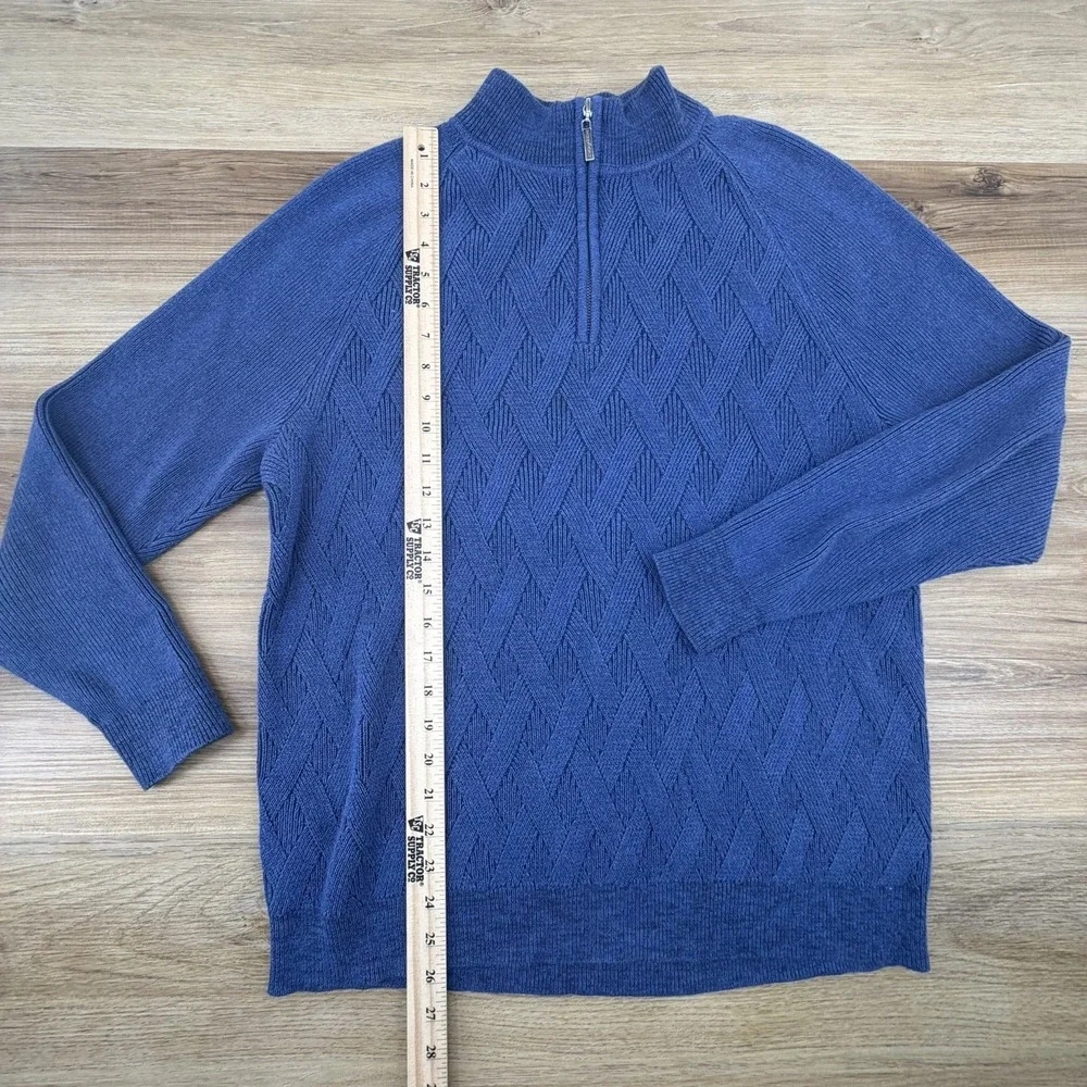 Tommy Bahama‎ Blue Napa Ridge 1/4 Zip Sweater Men's L Geometric Pima Cotton - Picture 6 of 7